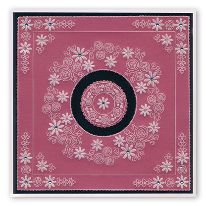 Tina's Rosie Doodle Wreath A5 Square Groovi Plate