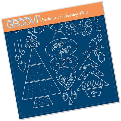 Tina's Embroidery Christmas Trees A5 Square Groovi Plate