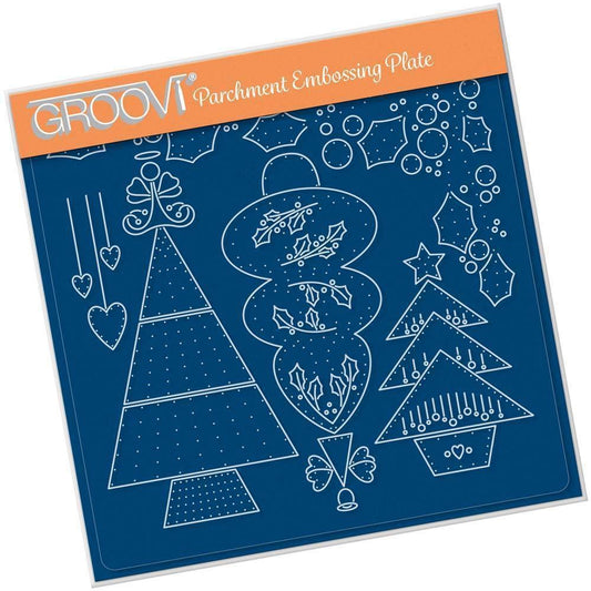 Tina's Embroidery Christmas Trees A5 Square Groovi Plate