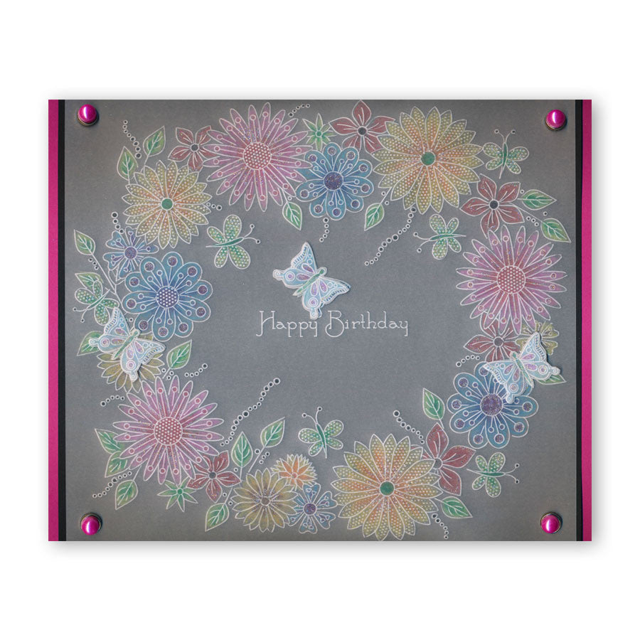 Tina's 3D Flowers & Butterflies A4 Square Groovi Plate