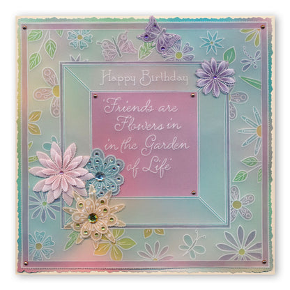 Tina's 3D Flowers & Butterflies A4 Square Groovi Plate