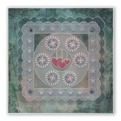 Tina's Doodle Love Hearts A5 Square Groovi Plate