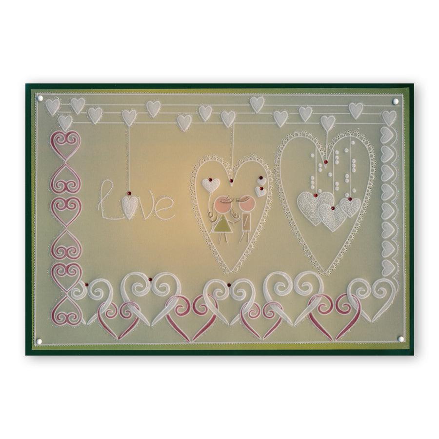 Tina's Doodle Love Hearts A5 Square Groovi Plate