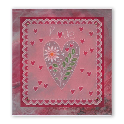 Tina's Doodle Love Hearts A5 Square Groovi Plate