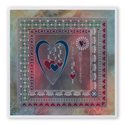 Tina's Doodle Love Hearts A5 Square Groovi Plate