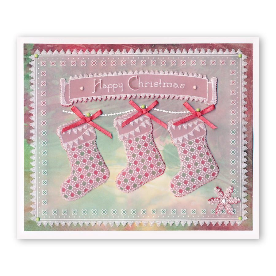 Twas the Night 12 - Bunting Stocking A6 Square Groovi Baby Plate