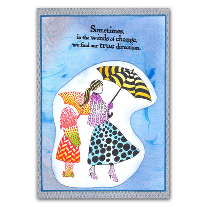 Umbrella Girls 7" x 7" Stencil