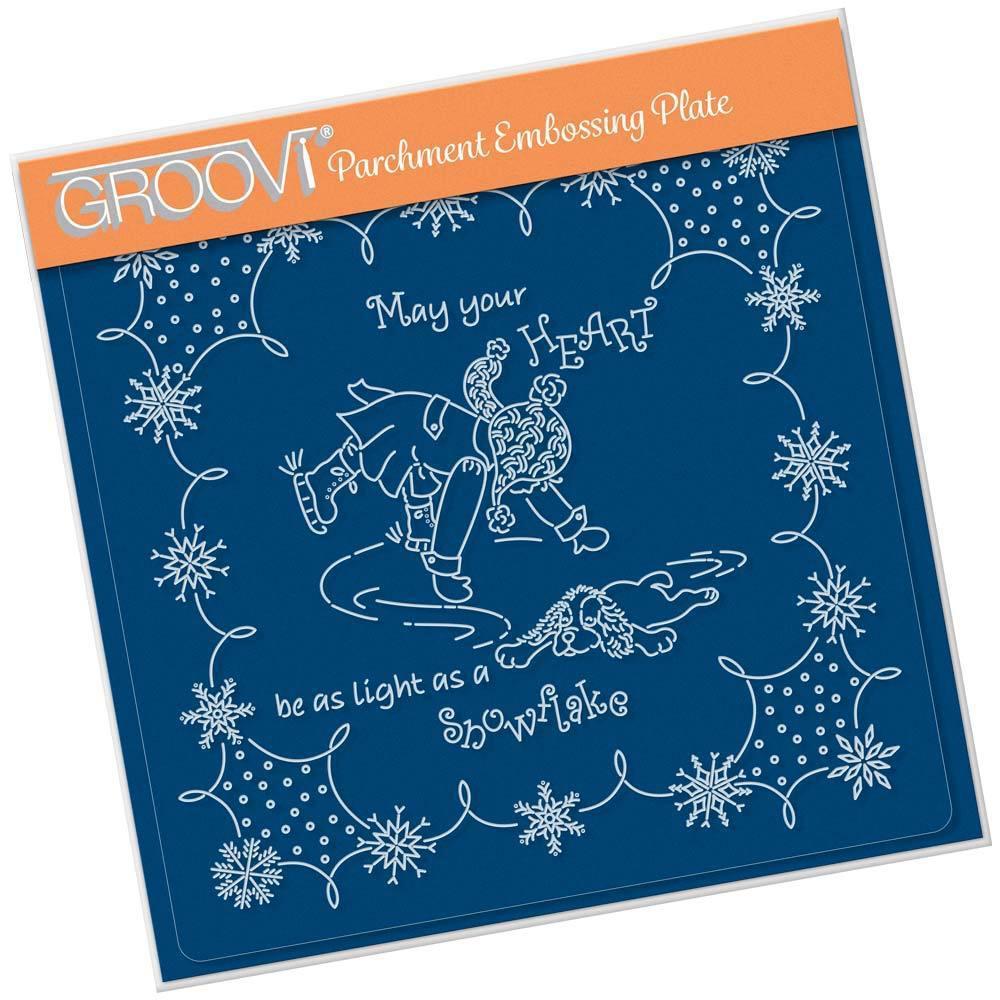 Linda's Children - Winter - Boy Ice Skating - A5 Square Groovi Plate