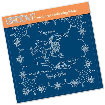 Linda's Children - Winter - Boy Ice Skating - A5 Square Groovi Plate