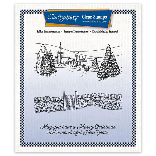 Jayne's Winter Scene - Church A5 Square Stamp & Mask Set