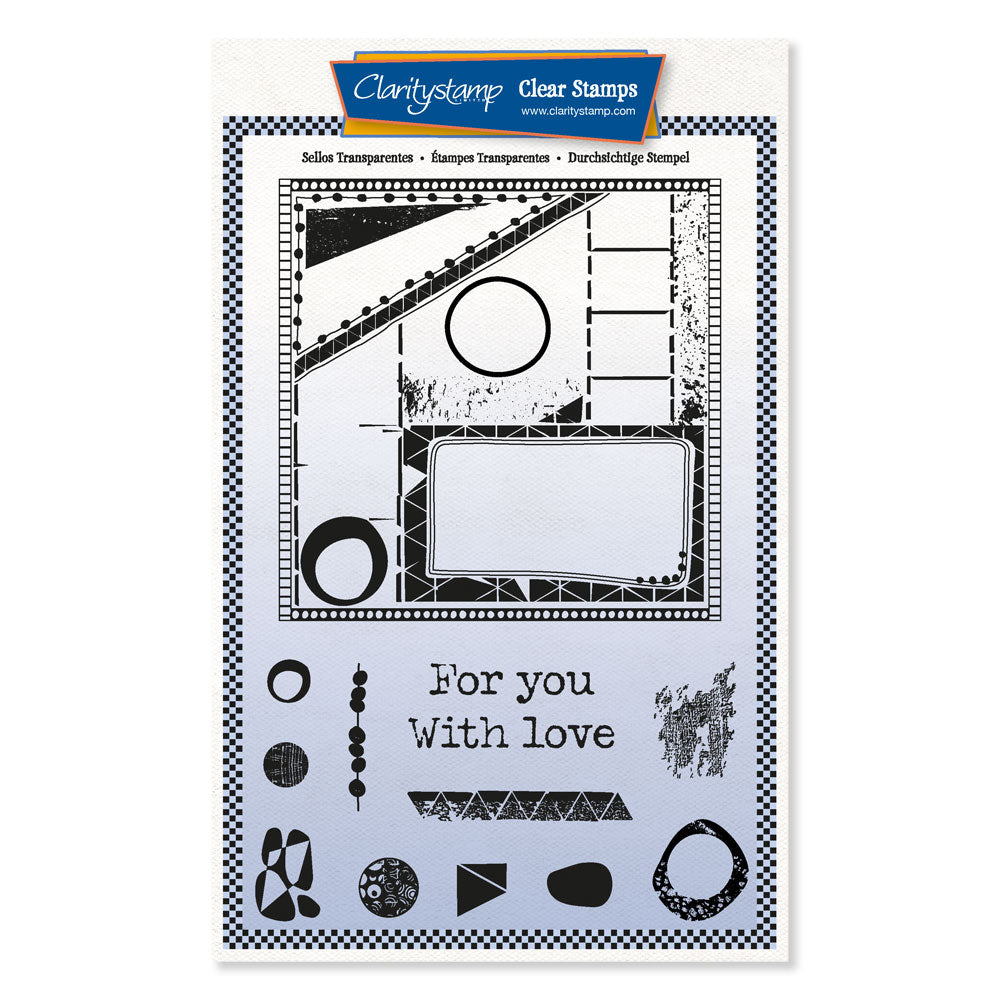 With Love Grunge Layout Montage A5 Stamp & Mask Set