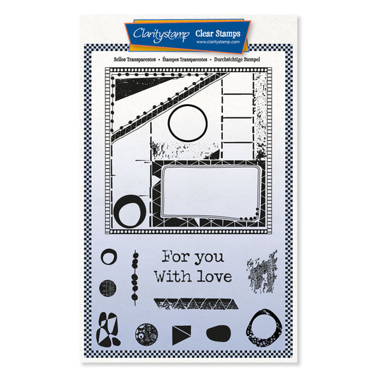 With Love Grunge Layout Montage A5 Stamp & Mask Set