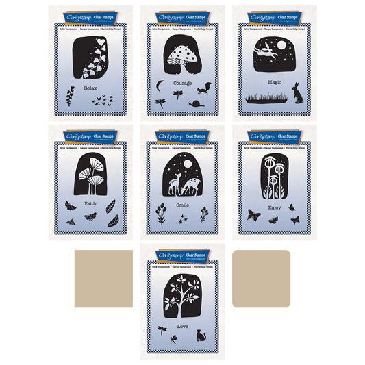 Barbara's Woodland Art Blocks A6 Square Stamp & Embedders Collection