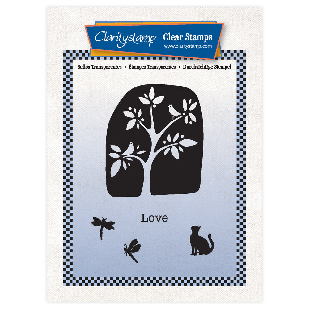 Barbara's Woodland Bird Tree Art Block A6 Square Stamp Set