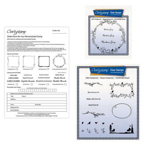Personalised Stamp & Woodland Frames A5 Square & A6 Square Stamp Duo