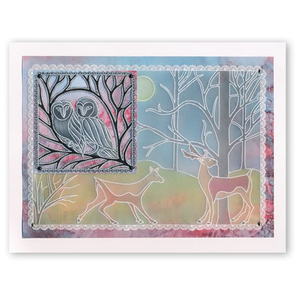 Woodland Owls & Squirrel A5 Square Groovi Plate Set