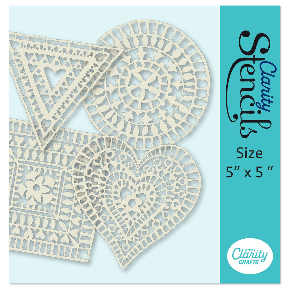 Bijou Block Print Frameless 5" x 5" Stencil Collection