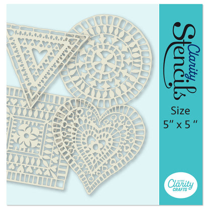 Bijou Block Print Frameless 5" x 5" Stencil Collection