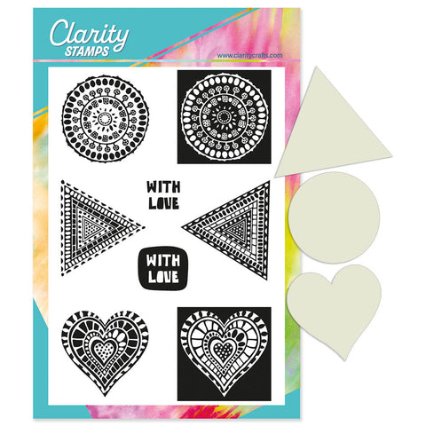 Barbara's Bijou With Love Block Print - Two Way Overlay A5 Stamp & Embedders Set