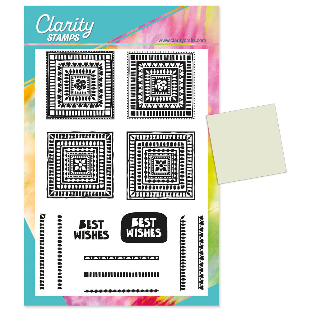 Block Print Bijou Best Wishes  - Two Way Overlay A5 Stamp & Embedder Set