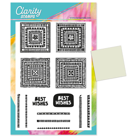 Barbara's Bijou Best Wishes Block Print - Two Way Overlay A5 Stamp & Embedder Set