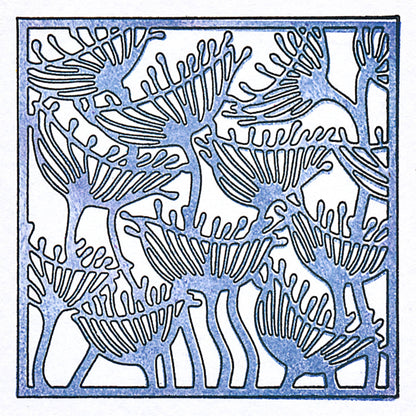 Botanical Queen Anne's Lace & Chinese Lanterns - Two-Way Overlay A5 Square Stamp Set