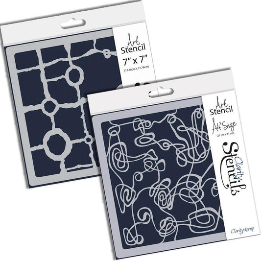 Unravelled Twine & Rocky Block 7" x 7" Stencil Duo