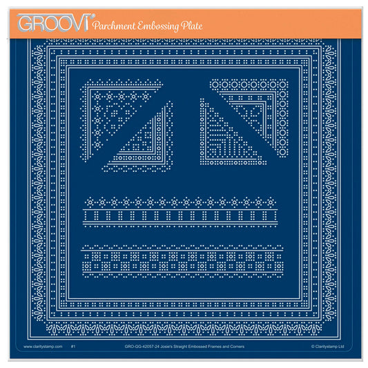 Josie's Straight Embossed Frames & Corners A4 Square Groovi Plate