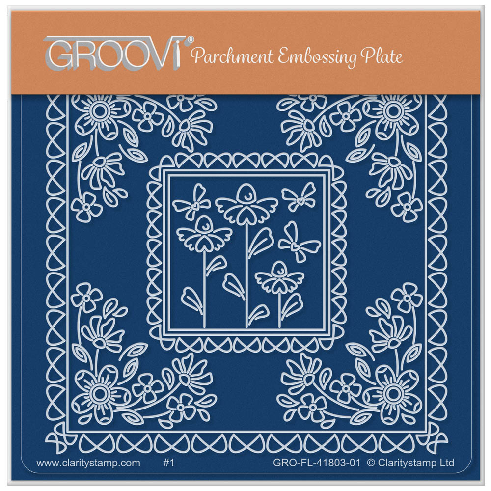 Tina's Flowerette Butterfly Parchlet A6 Square Groovi Plate