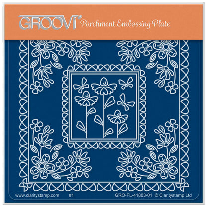 Tina's Flowerette Butterfly Parchlet A6 Square Groovi Plate