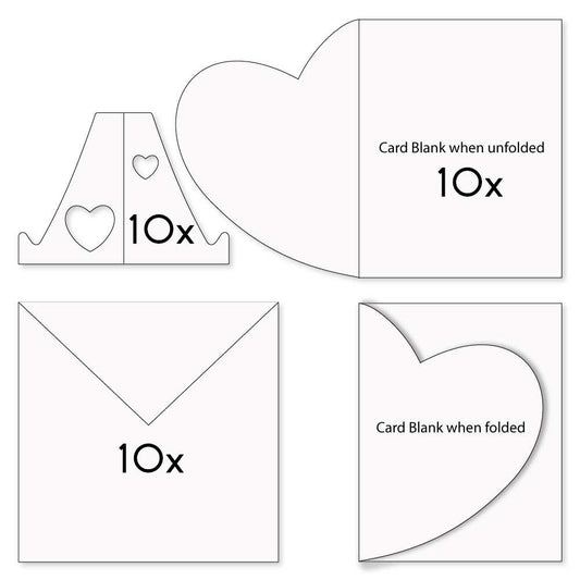 Folded Heart Card Blanks, Envelopes & Stands