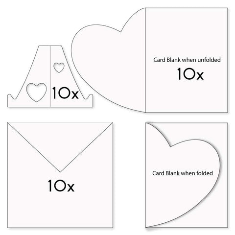 Folded Heart Card Blanks, Envelopes & Stands
