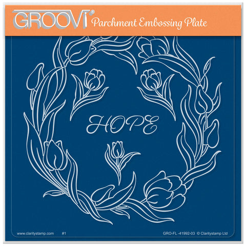 Linda Williams' Groovi Contours - Tulips Floral Frame - A5 Square Groovi Plate