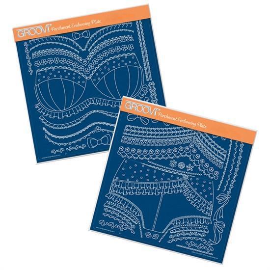 Oooh-La-La Knickers & Bra A4 Square Groovi Plate Set