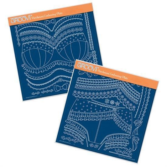 Oooh-La-La Knickers & Bra A4 Square Groovi Plate Set