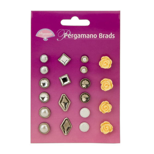 Yellow Rose Pergamano Brads