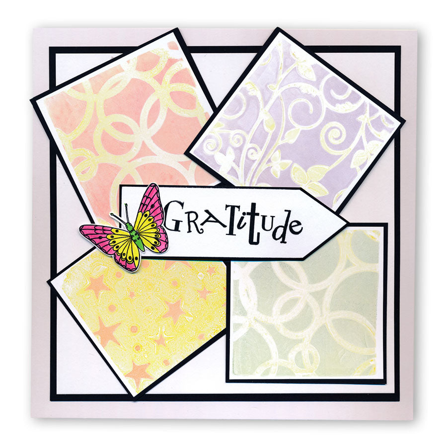 Leafy Swirl & Dotty Wave 4" x 4" Stencil Set