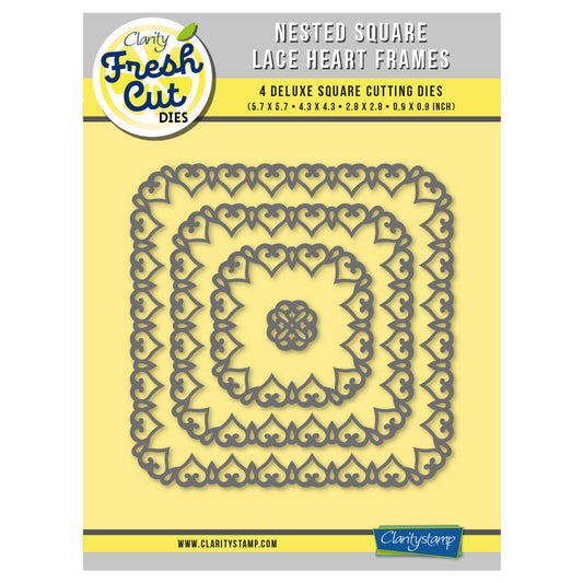 Nested Square Lace Heart Frames Fresh Cut Die Set