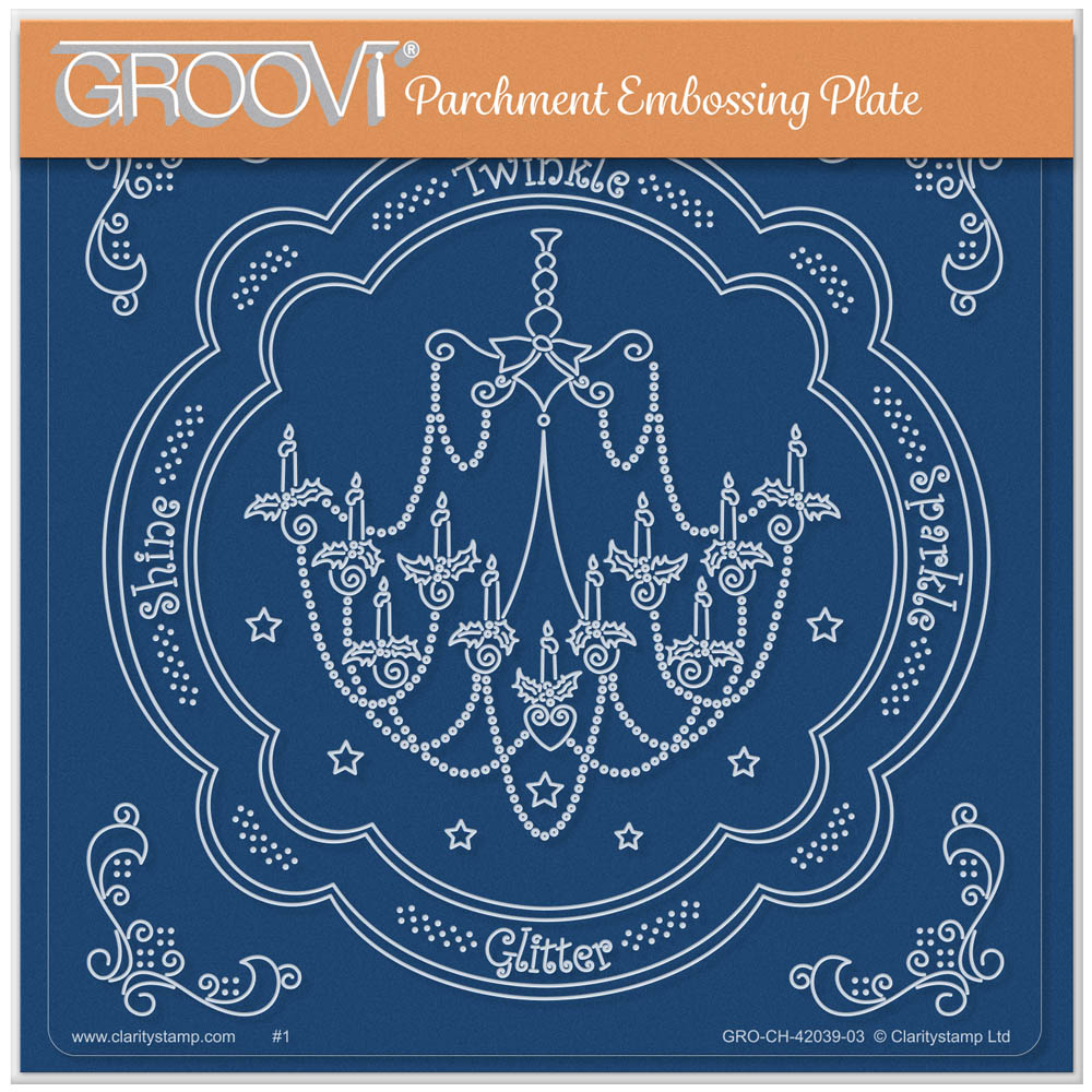 Linda's Festive Chandelier - Christmas Treasures (Set 5) A5 Square Groovi Plate