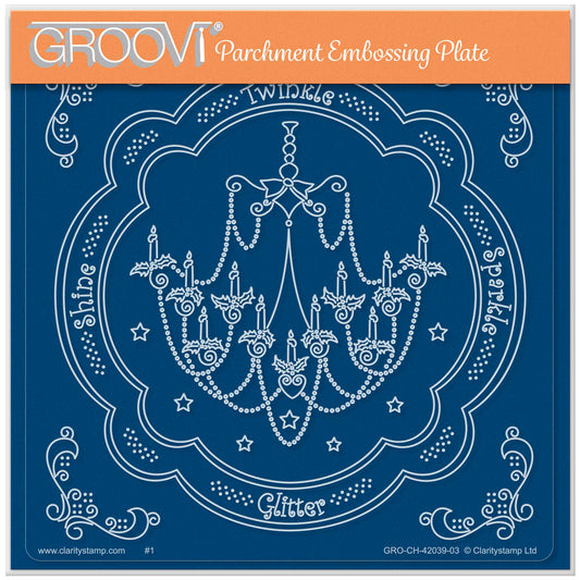 Linda's Festive Chandelier - Christmas Treasures A5 Square Groovi Plate