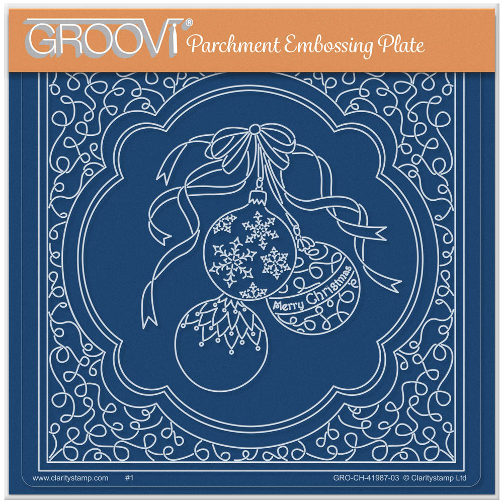 Linda's Trio of Baubles - Christmas Treasures A5 Square Groovi Plate