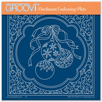 Linda's Trio of Baubles - Christmas Treasures A5 Square Groovi Plate