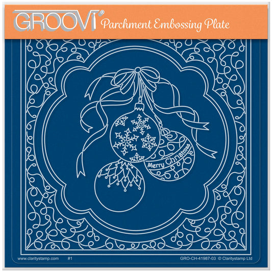 Linda's Trio of Baubles - Christmas Treasures A5 Square Groovi Plate