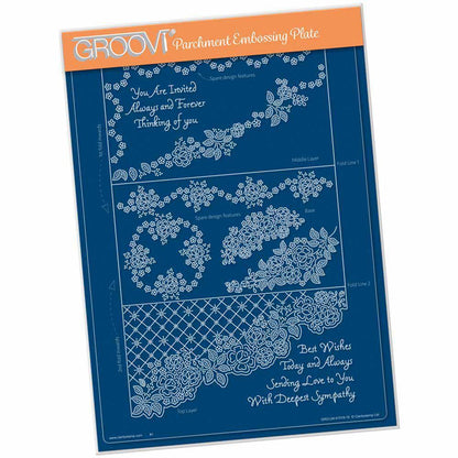 Linda's It's a Wrap! Part 1 - Diagonal Rose Lace Trifold A4 Groovi Plate